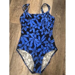 Liz Claiborne Blue Floral One Piece Swimsuit Women's